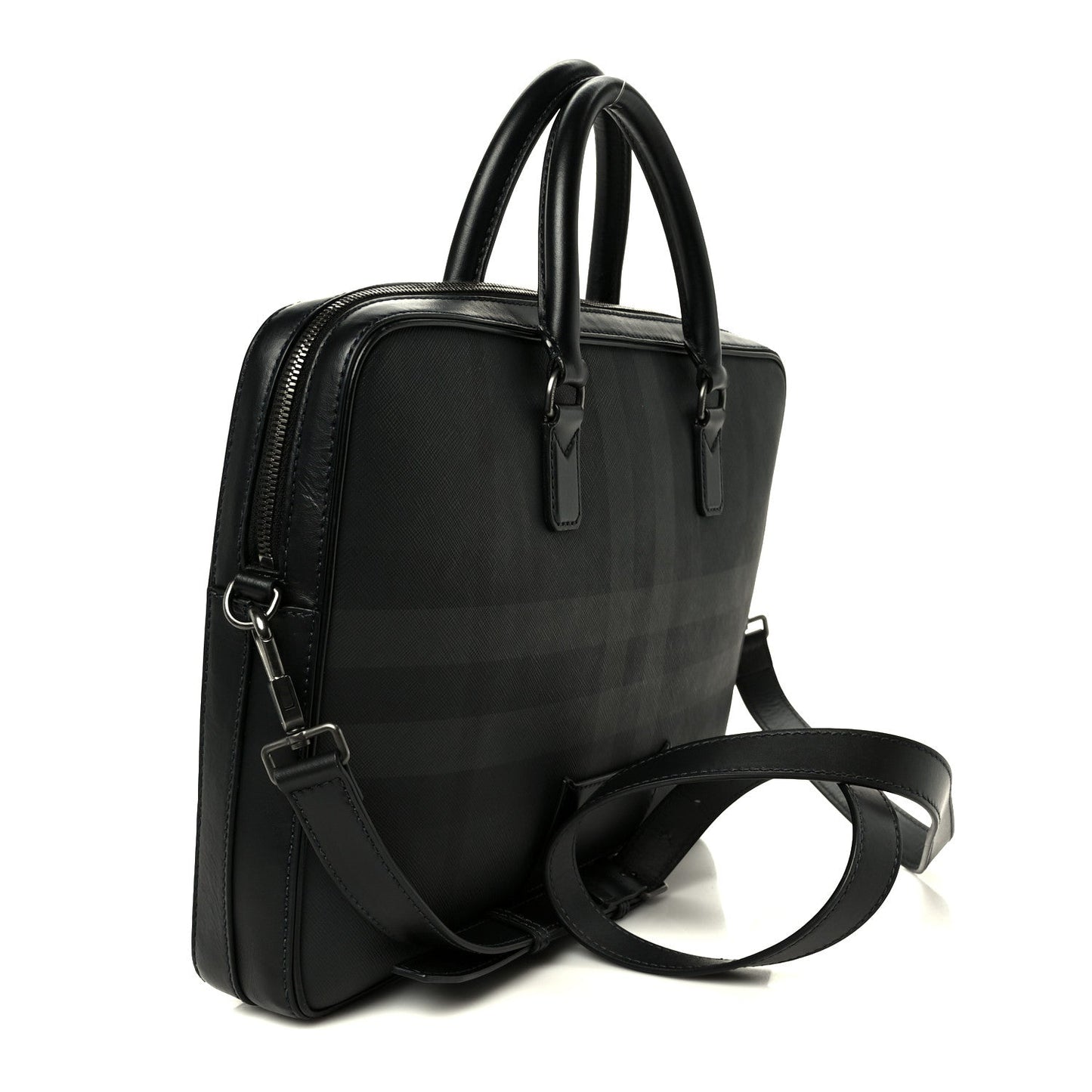 London Check Ainsworth Briefcase Dark Charcoal