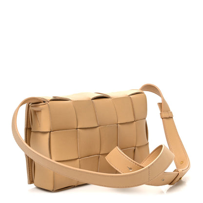 Lambskin Maxi Intrecciato Cassette Crossbody Bag Almond