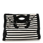 Canvas Grosgrain Striped CC Shopping Tote Black White