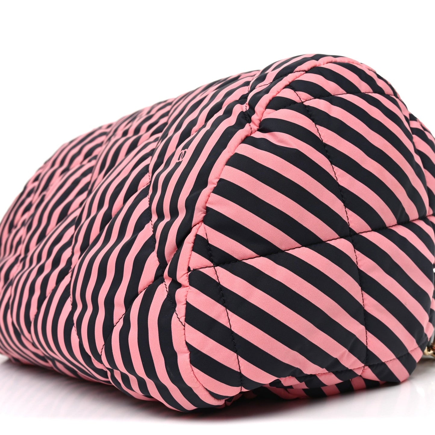 Nylon Striped Quilted Coco Beach Large Bowling Bag Black Coral
