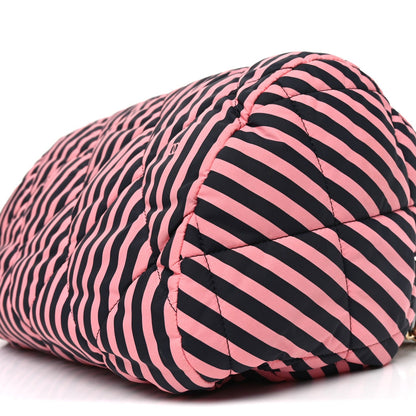 Nylon Striped Quilted Coco Beach Large Bowling Bag Black Coral