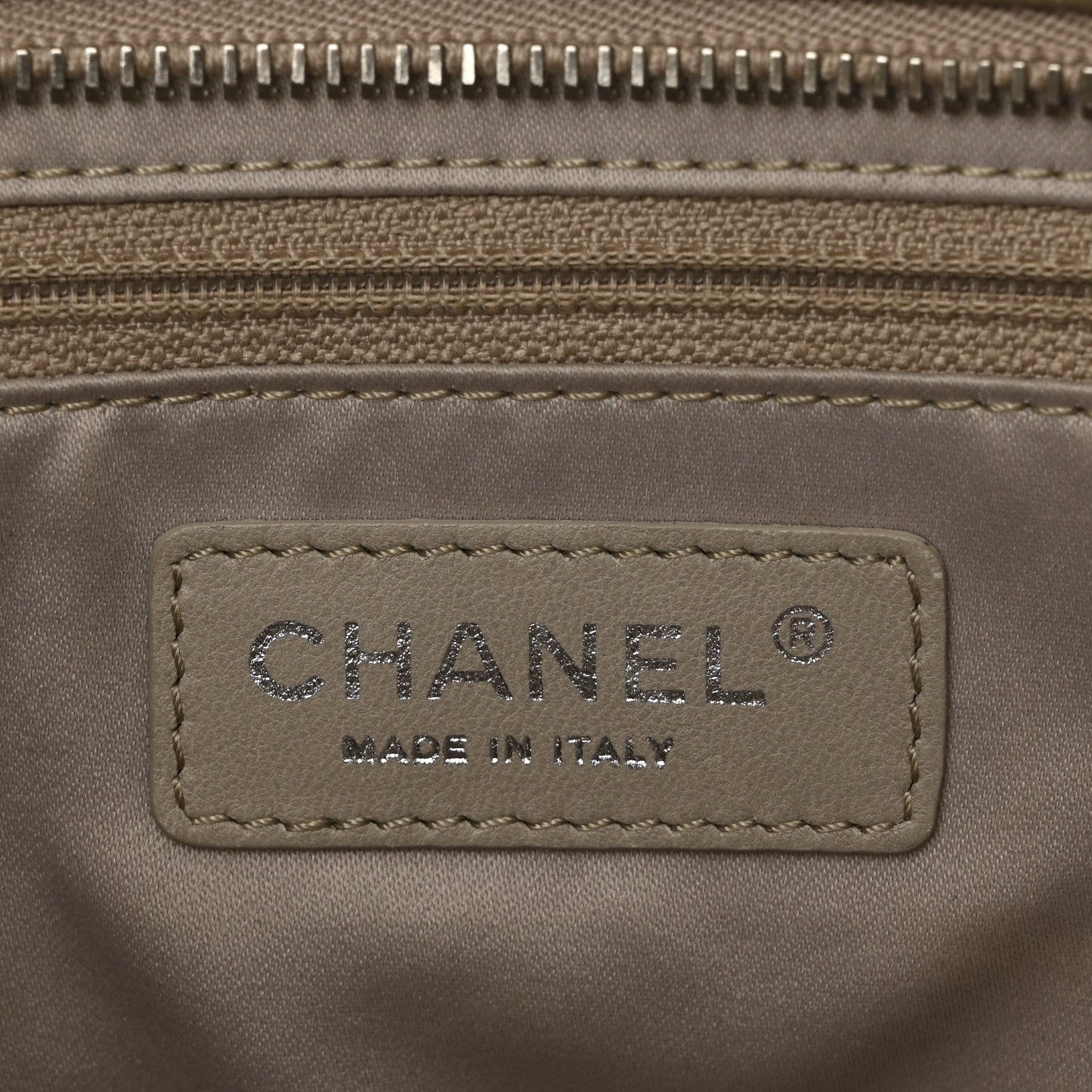 Patent Quilted Accordion Shopping Tote Beige