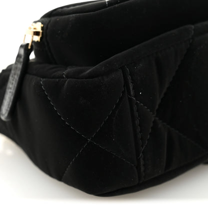 Velvet Effect Nylon Shiny Crumpled Calfskin Mini Quilted Chanel 25 Clutch With Chain Black