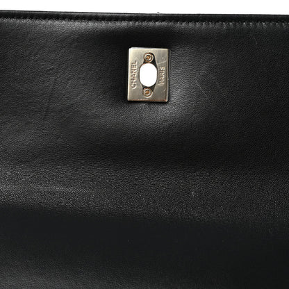 Lambskin Quilted Small Trendy CC Dual Handle Flap Bag Black