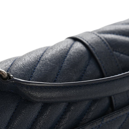 Sheepskin Matelasse Chevron Monogram Medium College Bag Navy