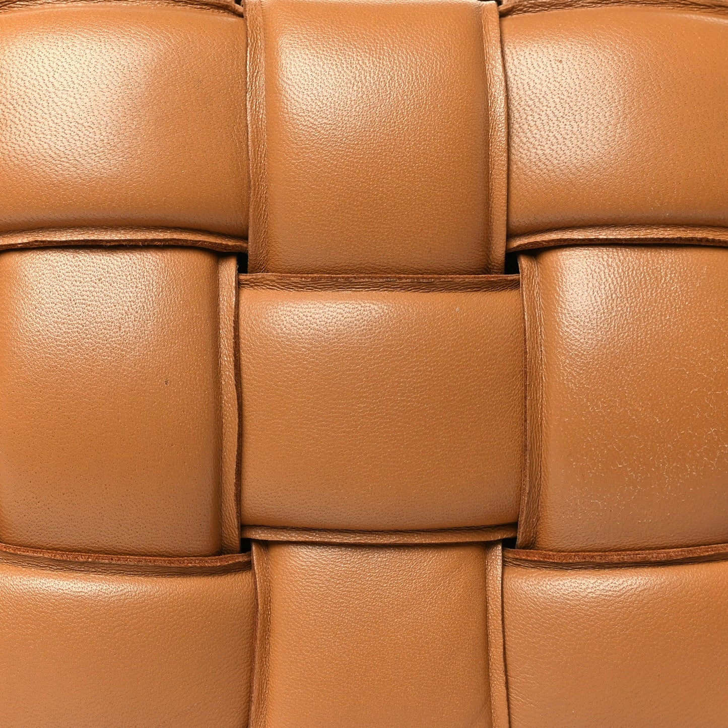 Nappa Maxi Intreccio Padded Cassette Crossbody Bag Caramel