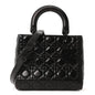 Crinkled Calfskin Cannage Medium Lady Dior Black