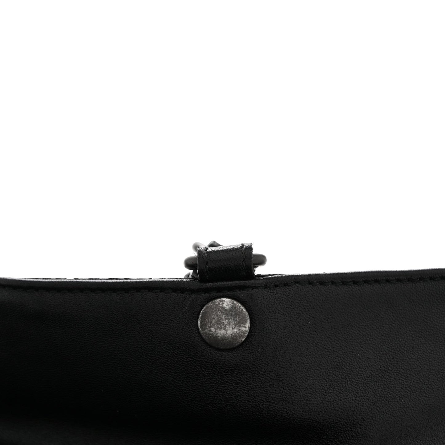Nappa Intrecciato Flat Shoulder Bag Black