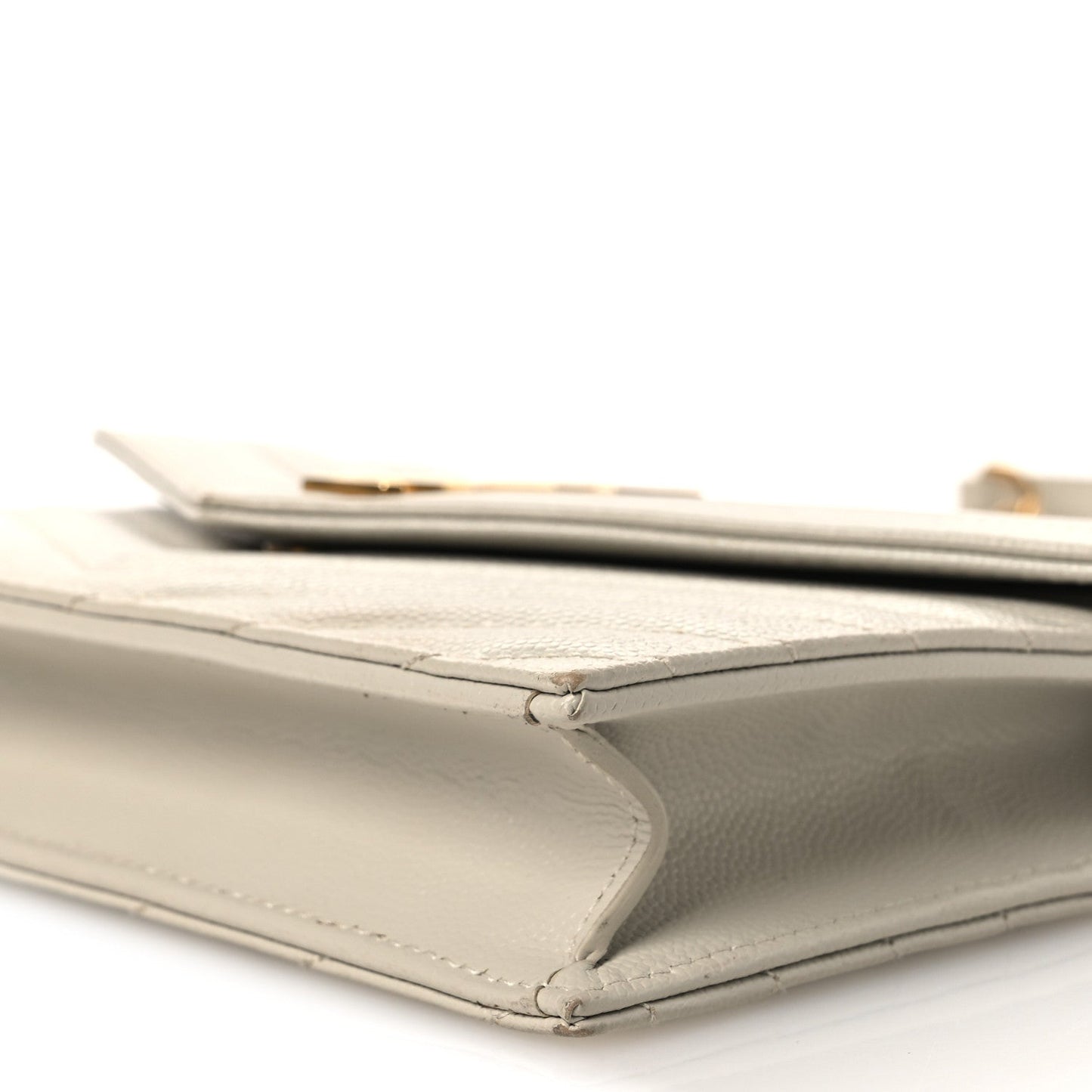 Grain De Poudre Matelasse Chevron Monogram Envelope Chain Wallet Blanc Vintage