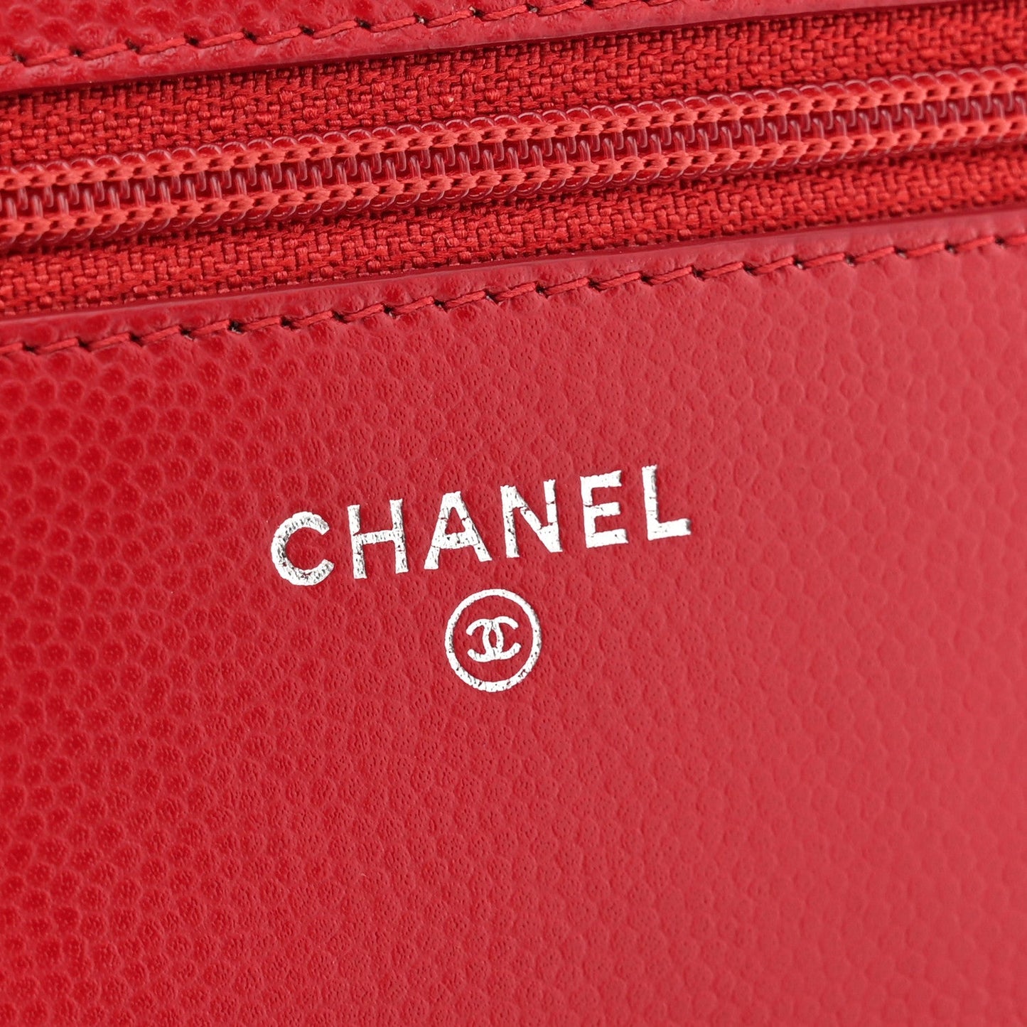 Caviar Chevron Quilted Wallet On Chain WOC Dark Red
