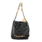 Shiny Calfskin Quilted Pearl CC Chain Mini Chanel 22 Black