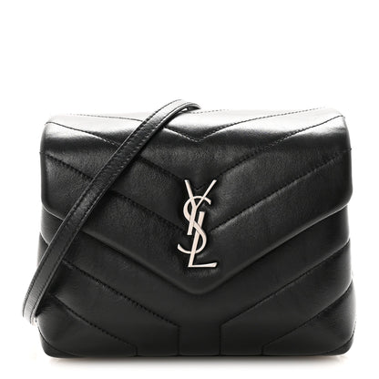 Calfskin Y Quilted Monogram Toy Loulou Crossbody Bag Black