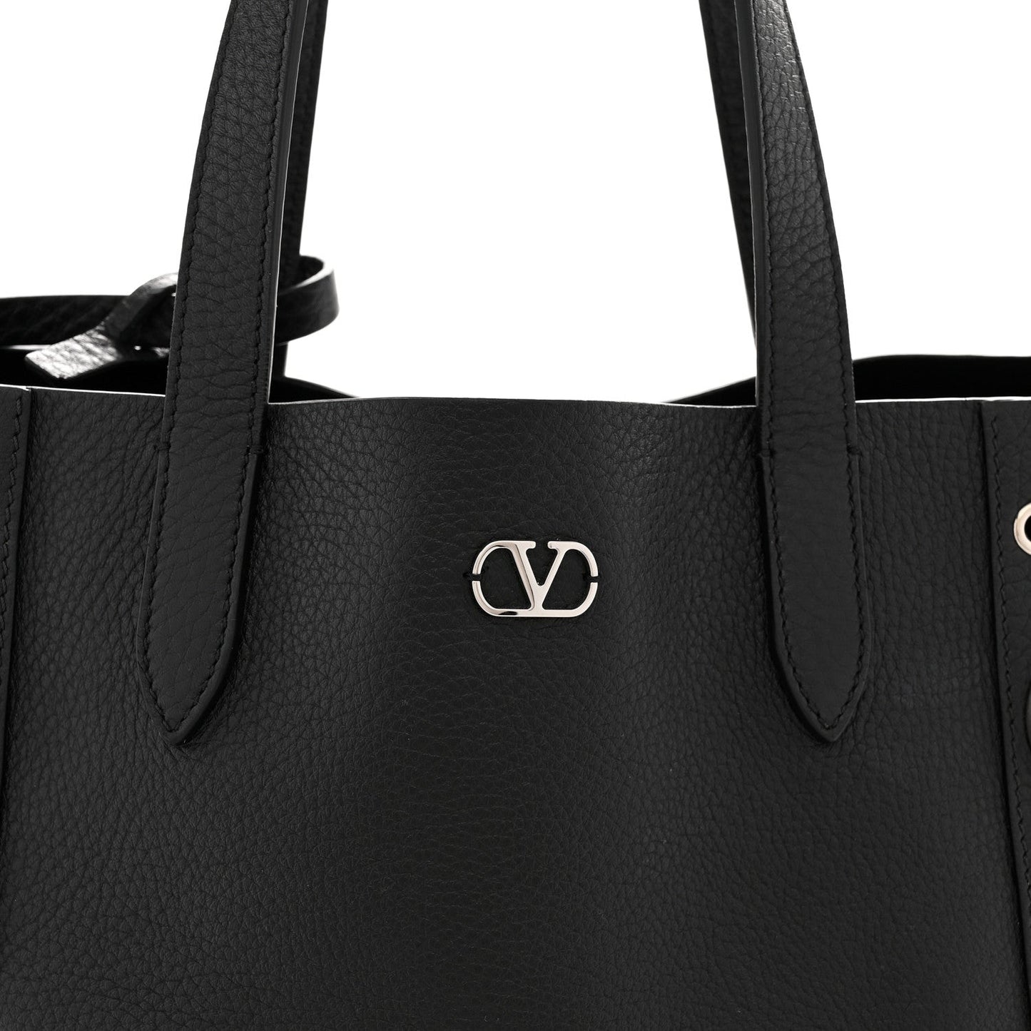 Grainy Calfskin Studded Small Nellcote Shopping Tote Black
