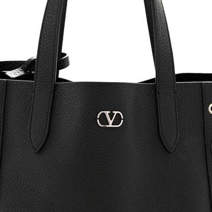 Grainy Calfskin Studded Small Nellcote Shopping Tote Black