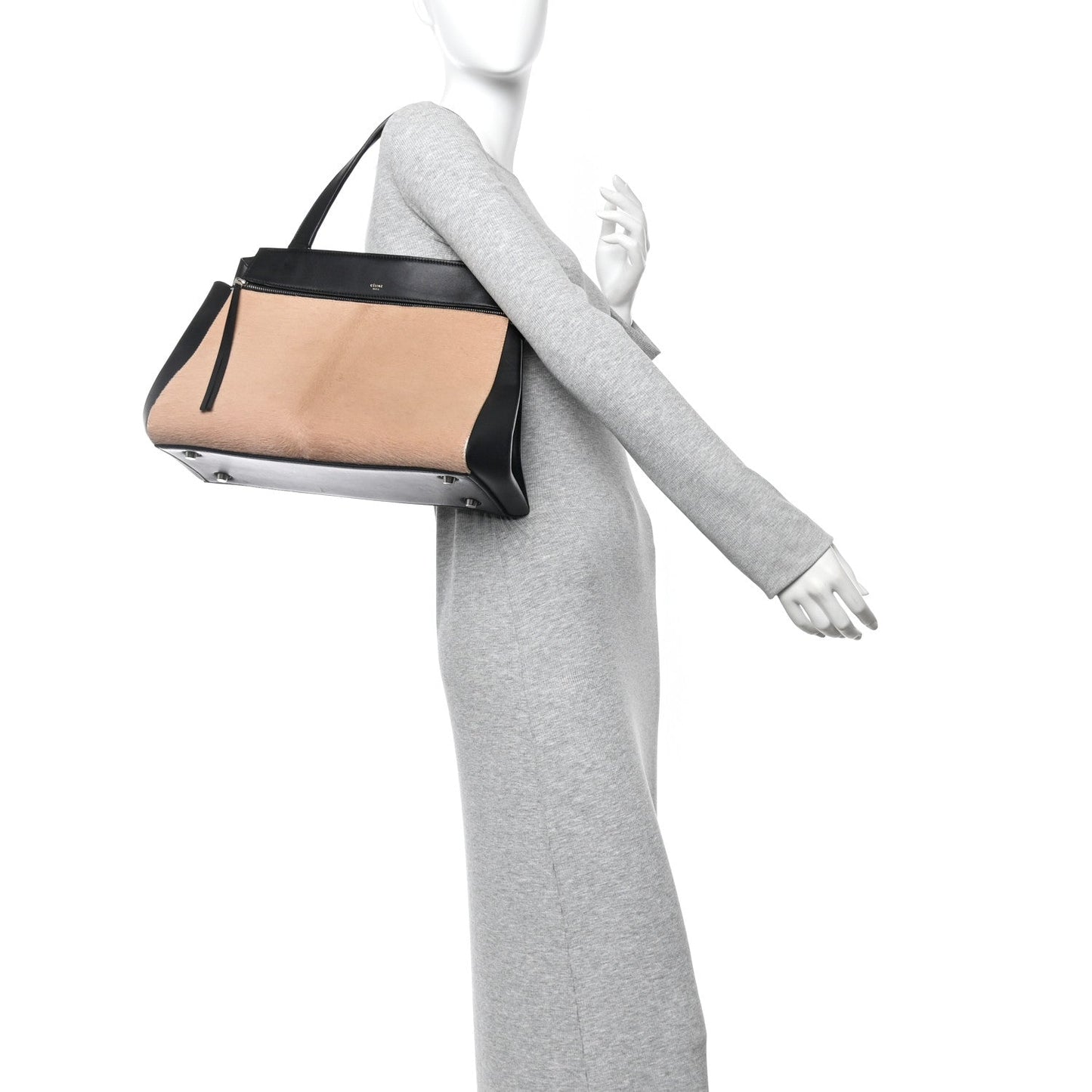Pony Hair Calfskin Medium Edge Shoulder Bag Praline