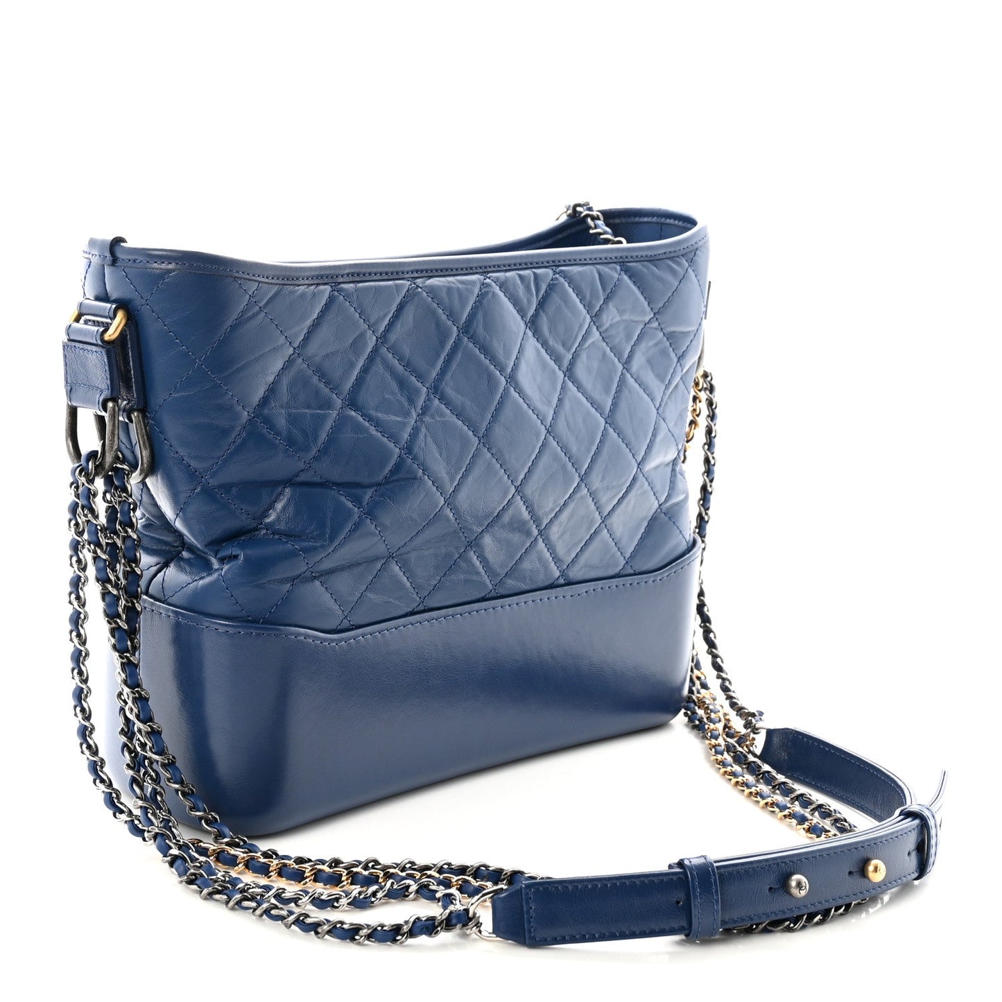 Aged Calfskin Quilted Medium Gabrielle Hobo Blue