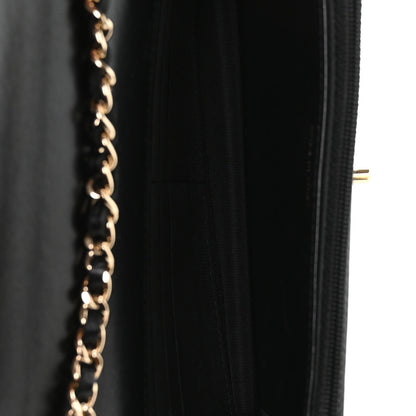 Lambskin Quilted Trendy CC Wallet On Chain WOC Black