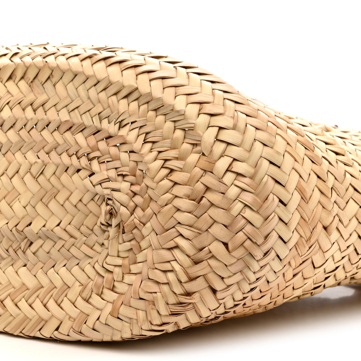 Raffia Calfskin Triomphe Medium Panier Tan