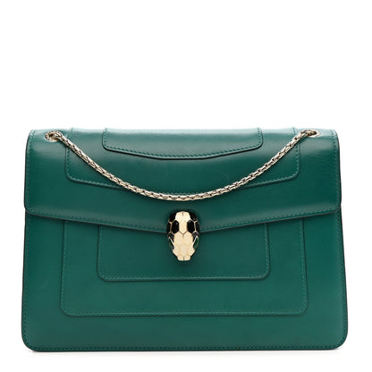 Calfskin Serpenti Forever Shoulder Bag Emerald Green