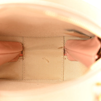 Glazed Calfskin Round As Earth Evening Bag Beige