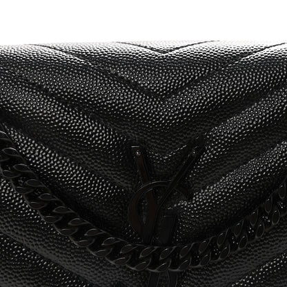 Grain De Poudre Matelasse Chevron Monogram Monochrome Chain Wallet Black