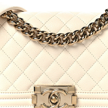 Caviar Quilted Small Boy Flap White