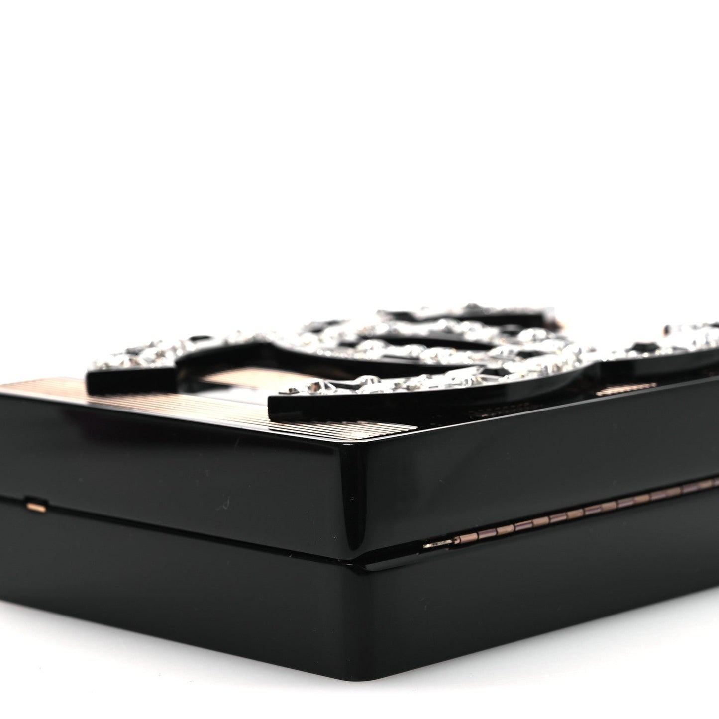 Plexiglass Crystal CC Minaudiere Clutch Black Copper