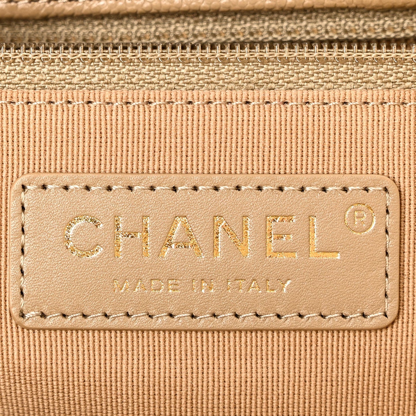 Caviar Quilted Large Shopping Tote Dark Beige