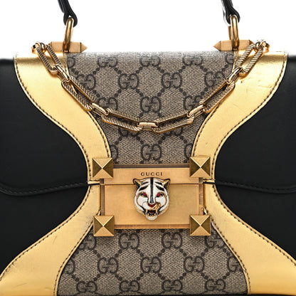GG Supreme Monogram Small Osiride Top Handle Bag Black Gold