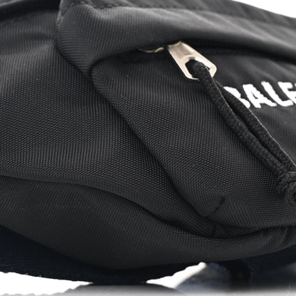 Sport Nylon Logo Embroidered Wheel Belt Bag Black White