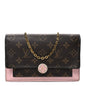 Monogram Flore Chain Wallet Rose Ballerine