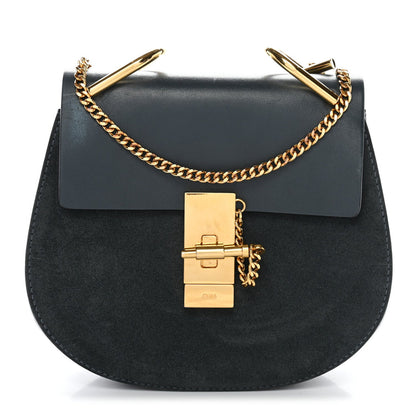Suede Smooth Calfskin Mini Drew Shoulder Bag Cloudy Blue