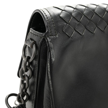Nappa Intrecciato Small Double Pocket Flap Black