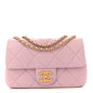 Lambskin Quilted Pearl Small Flap Light Purple