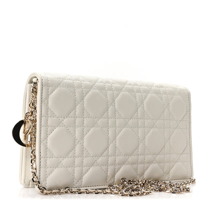 Lambskin Cannage Lady Dior Pouch Latte