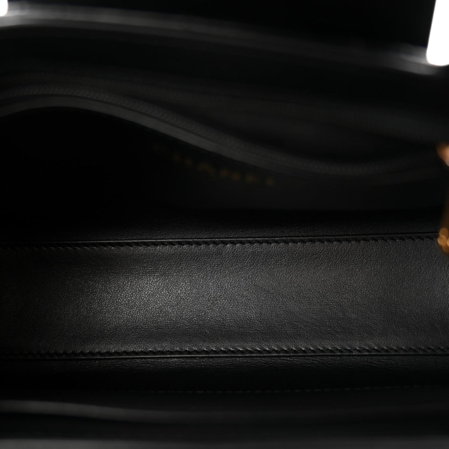 Shiny Aged Calfskin Quilted Nano Kelly Shopper Black