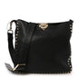 Pebbled Calfskin Large Rockstud Flip-Lock Messenger Bag Black