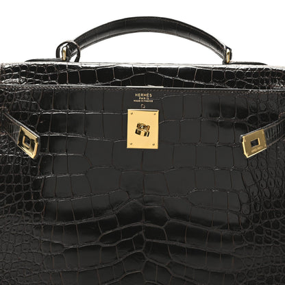 Shiny Alligator Kelly Sellier 32 Havane