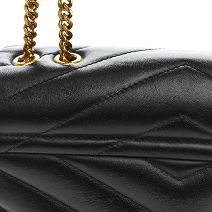 Calfskin Y Quilted Monogram Small Loulou Chain Satchel Black