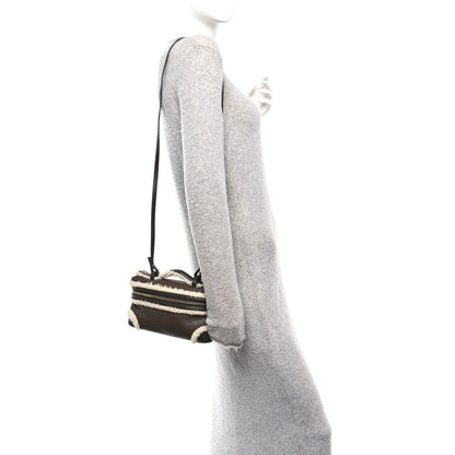 Calfskin Shearling Bang Bang Vanity Case Light Brown Teddy