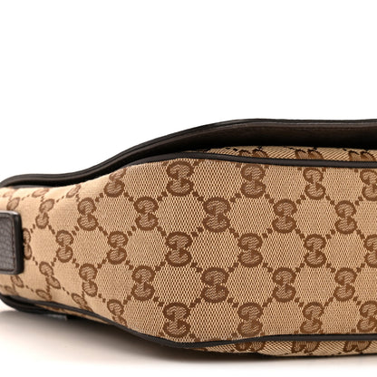 Monogram Flap Messenger Bag Beige Dark Brown