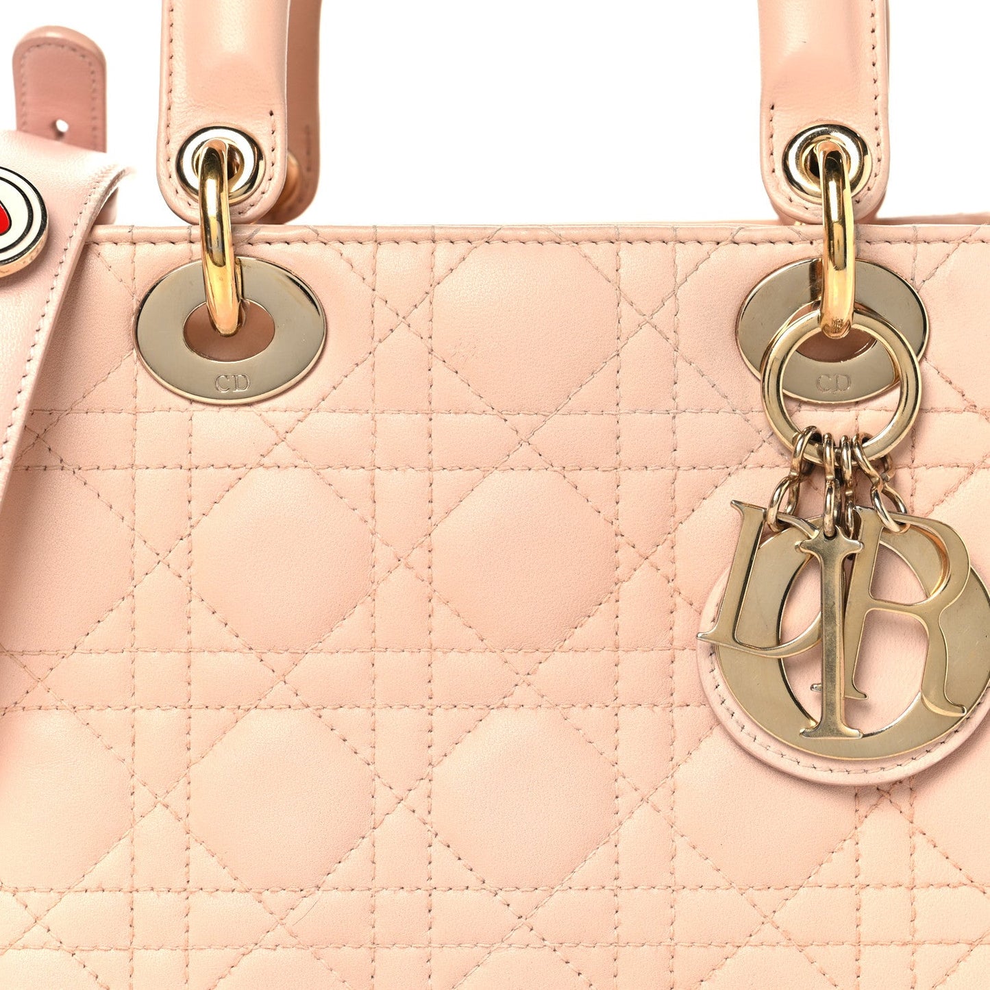 Lambskin Cannage Small Lucky Badges My Lady Dior Light Pink
