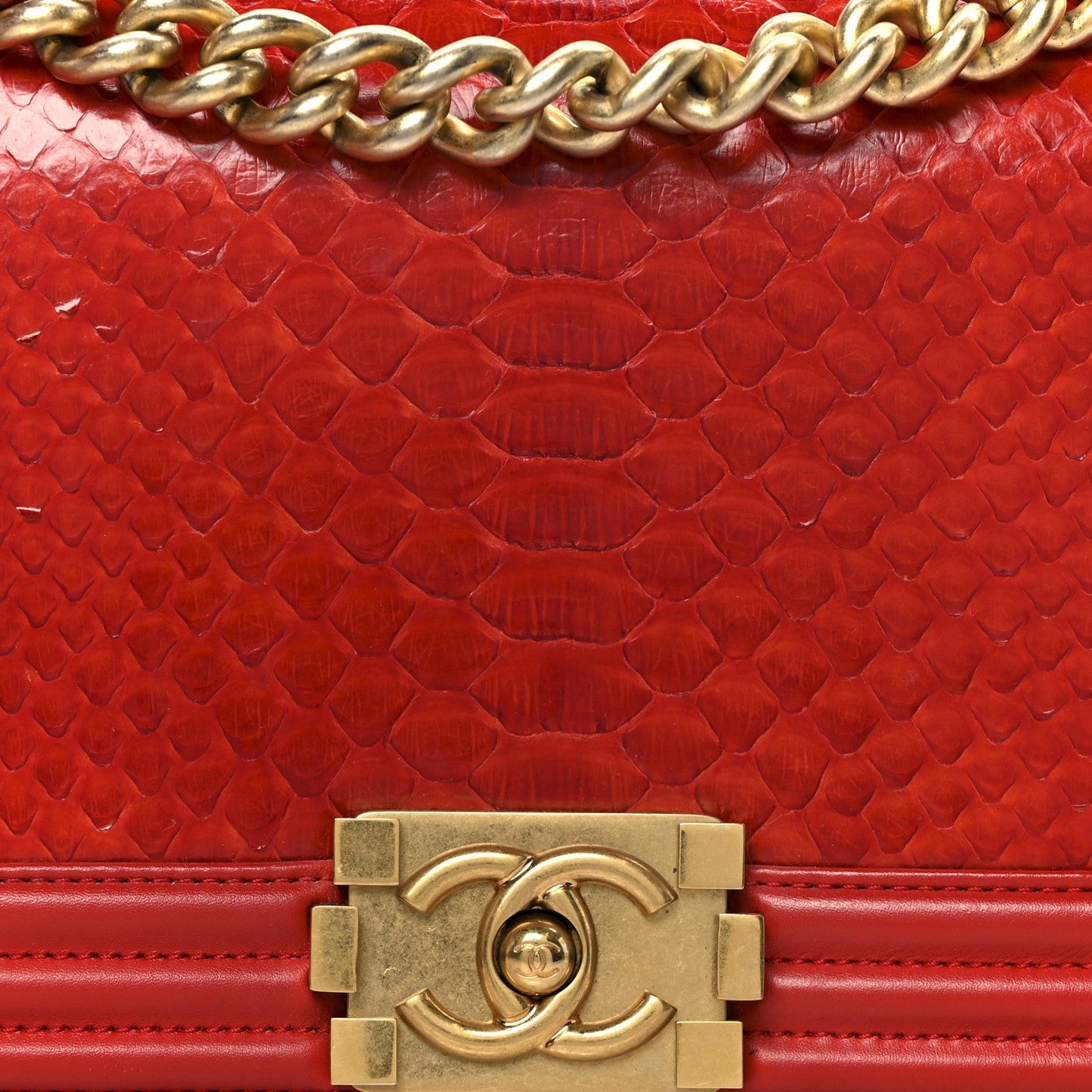 Snakeskin Medium Boy Flap Red
