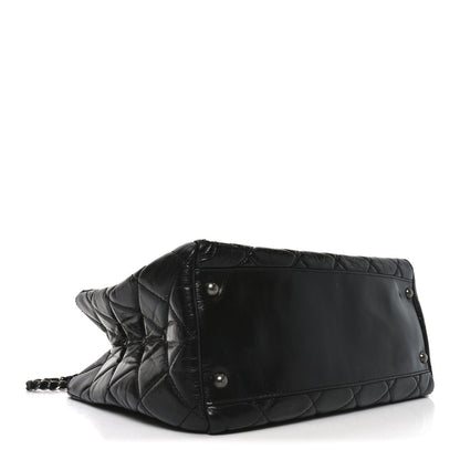Calfskin Quilted Small Coco Soft Tote Black