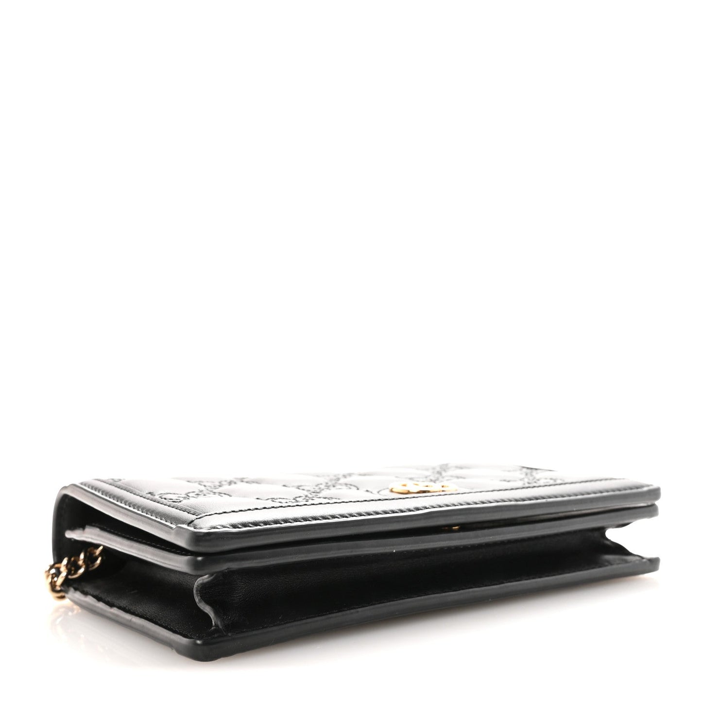 Calfskin GG Matelasse Chain Wallet Black