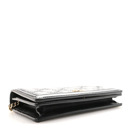 Calfskin GG Matelasse Chain Wallet Black
