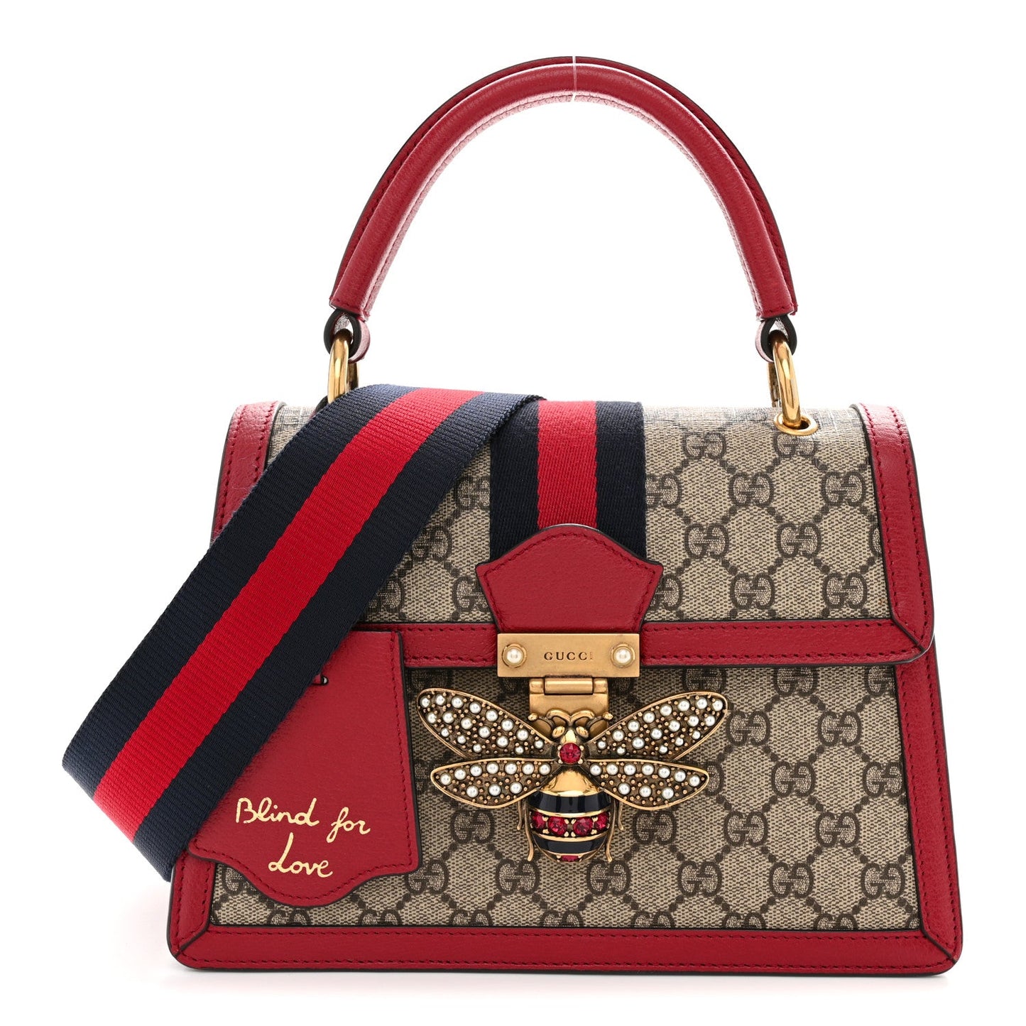 GG Supreme Monogram Small Queen Margaret Top Handle Bag Red