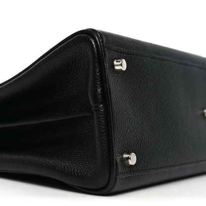 Grainy Calfskin Medium Zumi Top Handle Bag Black