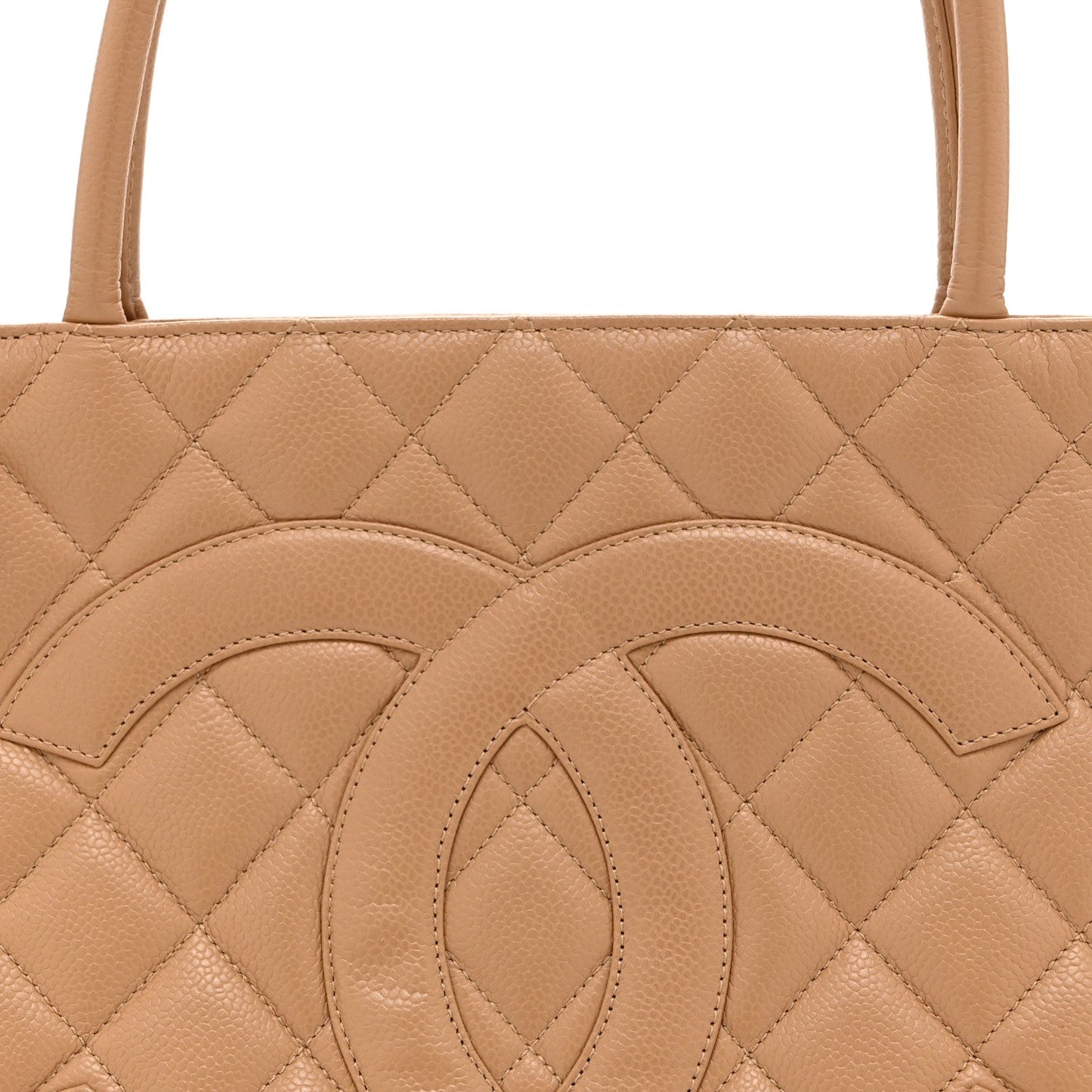 Caviar Quilted Medallion Tote Beige