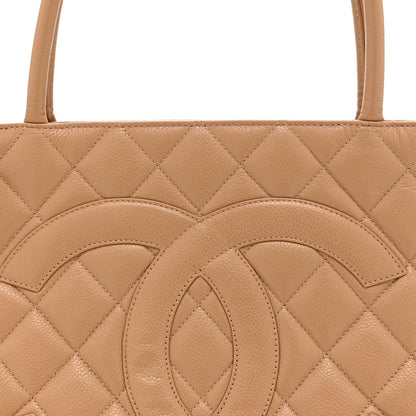 Caviar Quilted Medallion Tote Beige